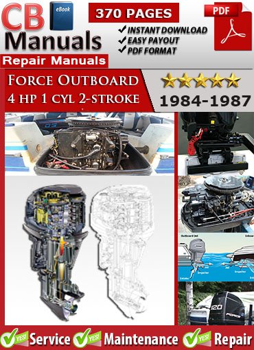 Force Outboard 4HP 1984–1987 Service Repair Manual PDF – Covers ignition testing, carburetor tuning, cooling system maintenance, and starter repair for 1-cylinder 2-stroke models.