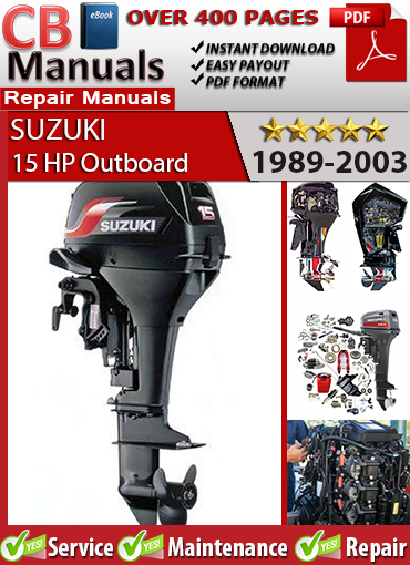 Suzuki 15 HP Outboard 1988–2003 Service Repair Manual PDF – Includes carburetor tuning, CDI troubleshooting, impeller replacement, and DT15 wiring diagram.