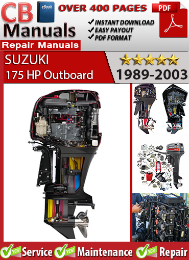 Suzuki 175 HP Outboard 1988–2003 service repair manual PDF download – Includes complete maintenance procedures, wiring diagrams, and troubleshooting for all 2-stroke models