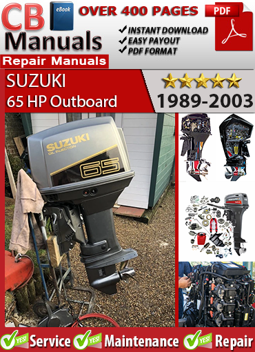 Suzuki 65 HP Outboard 1988–2003 Service Repair Manual PDF – Includes wiring diagrams, carburetor settings, ignition specs, trim repair, and lower unit service.