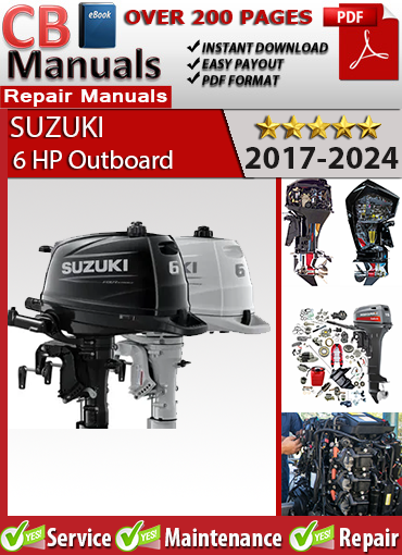 Suzuki DF6A 6 HP Outboard 2017–2024 Service Repair Manual PDF – Includes carburetor service, ignition system repair, impeller replacement, and wiring diagrams.
